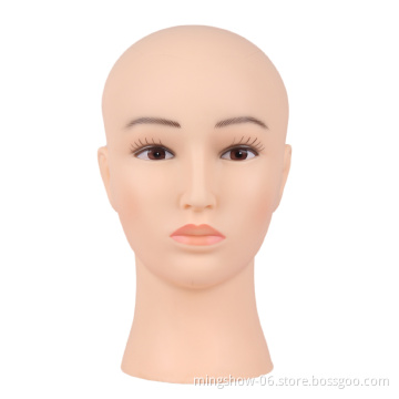 Smiling eyelash extension mannequin head with removable eyelids